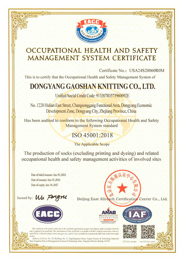 ISO 45001 职业健康安全管理体系认证