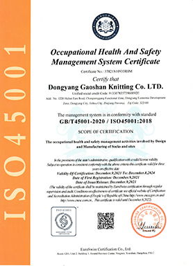 Occupational Health and Safety Management System Certification (Takasugi Knitting)